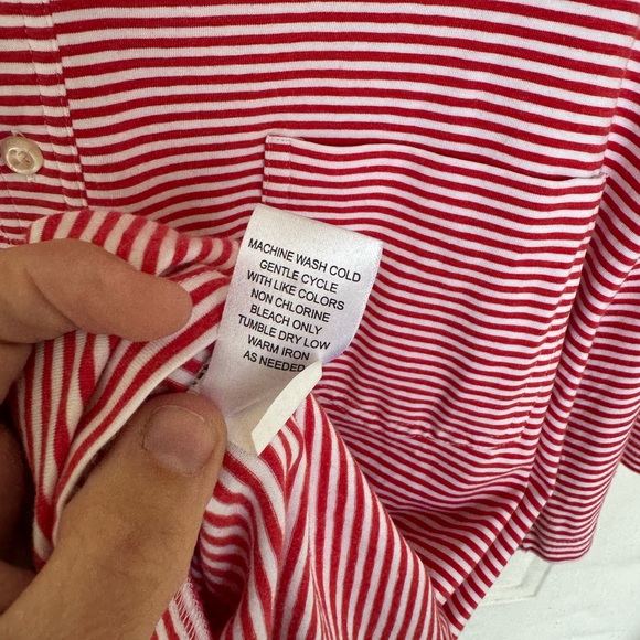 Johnnie-O men’s red and white Nelly Striped casual Polo Shirt size XL - Picture 5 of 5